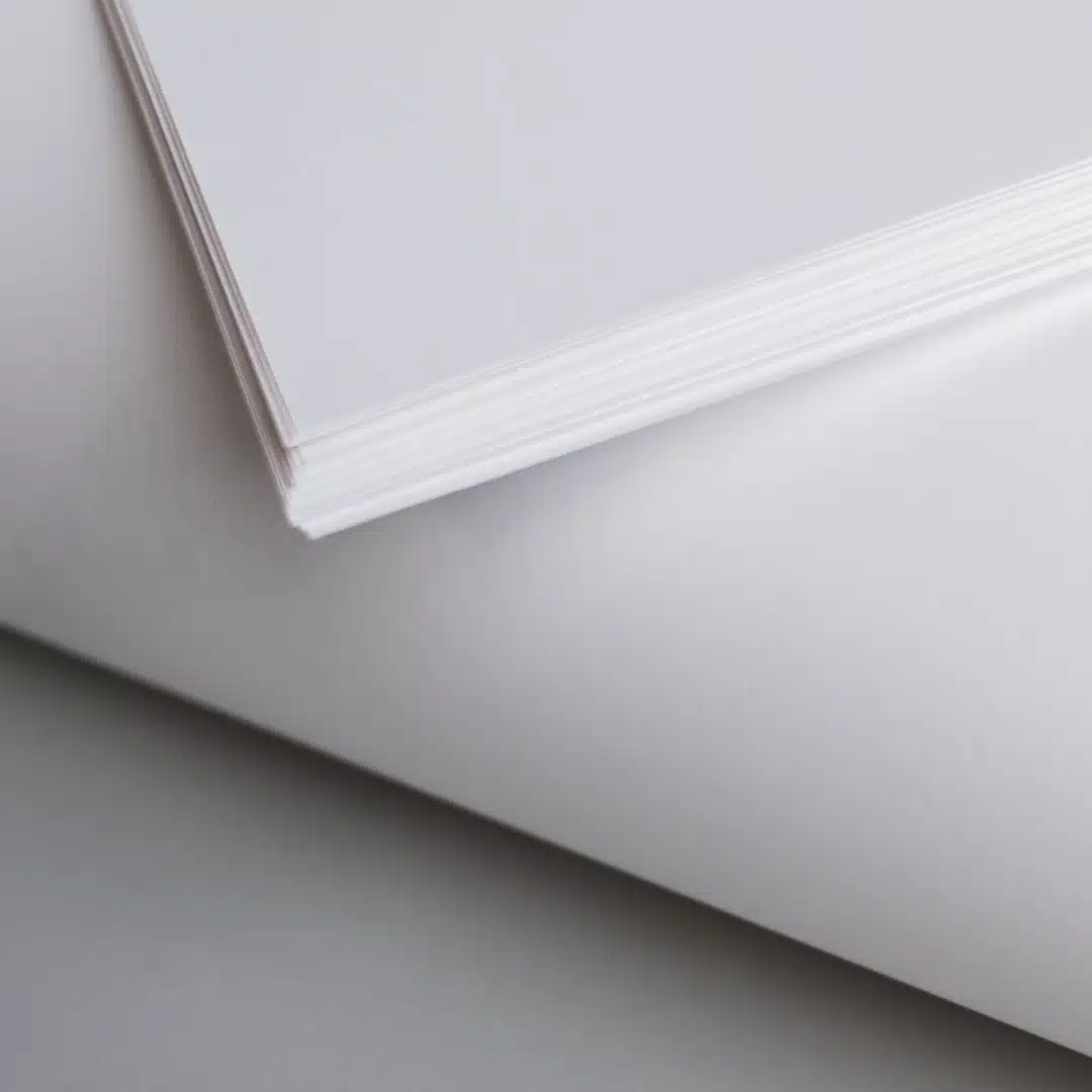 Stack of thick white paper viewed from the side