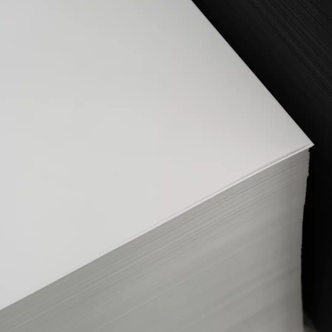 Stack of white recycled paper, clean and eco-friendly